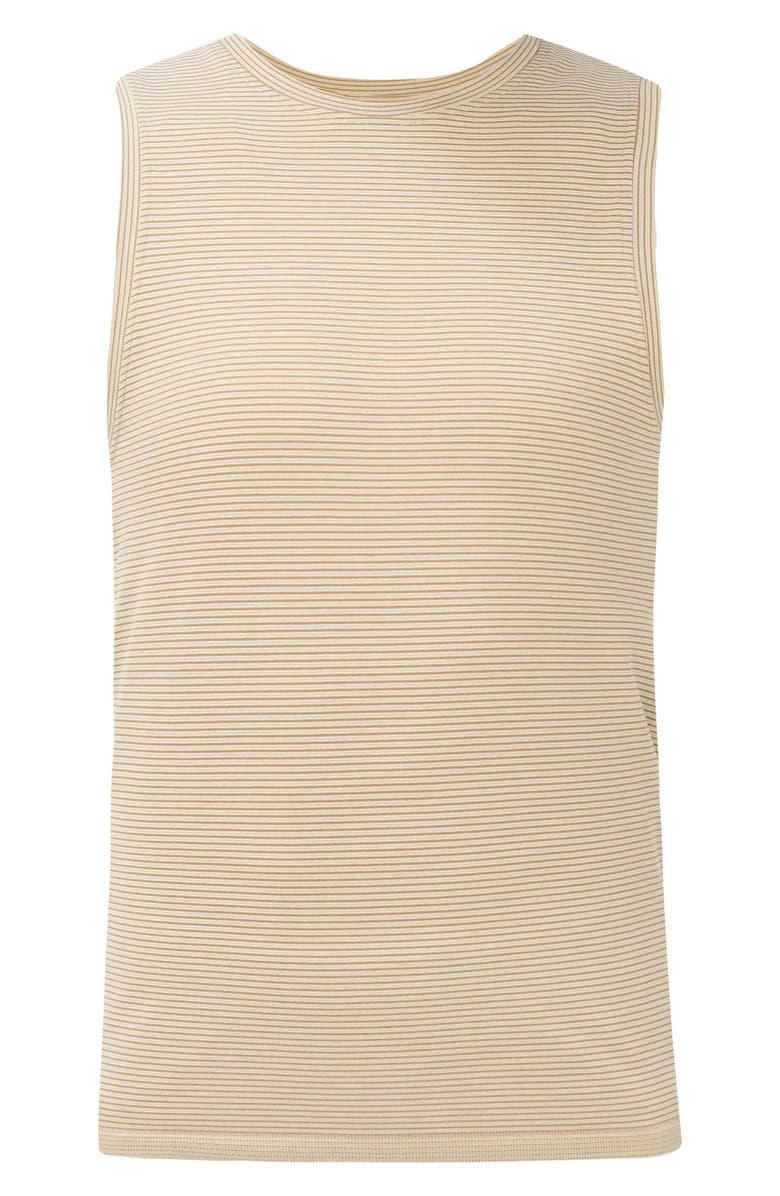Sweaty Betty Athlete Mid Length Striped Performance Tank, Alternate, color, Beige Drop Needle Stripe