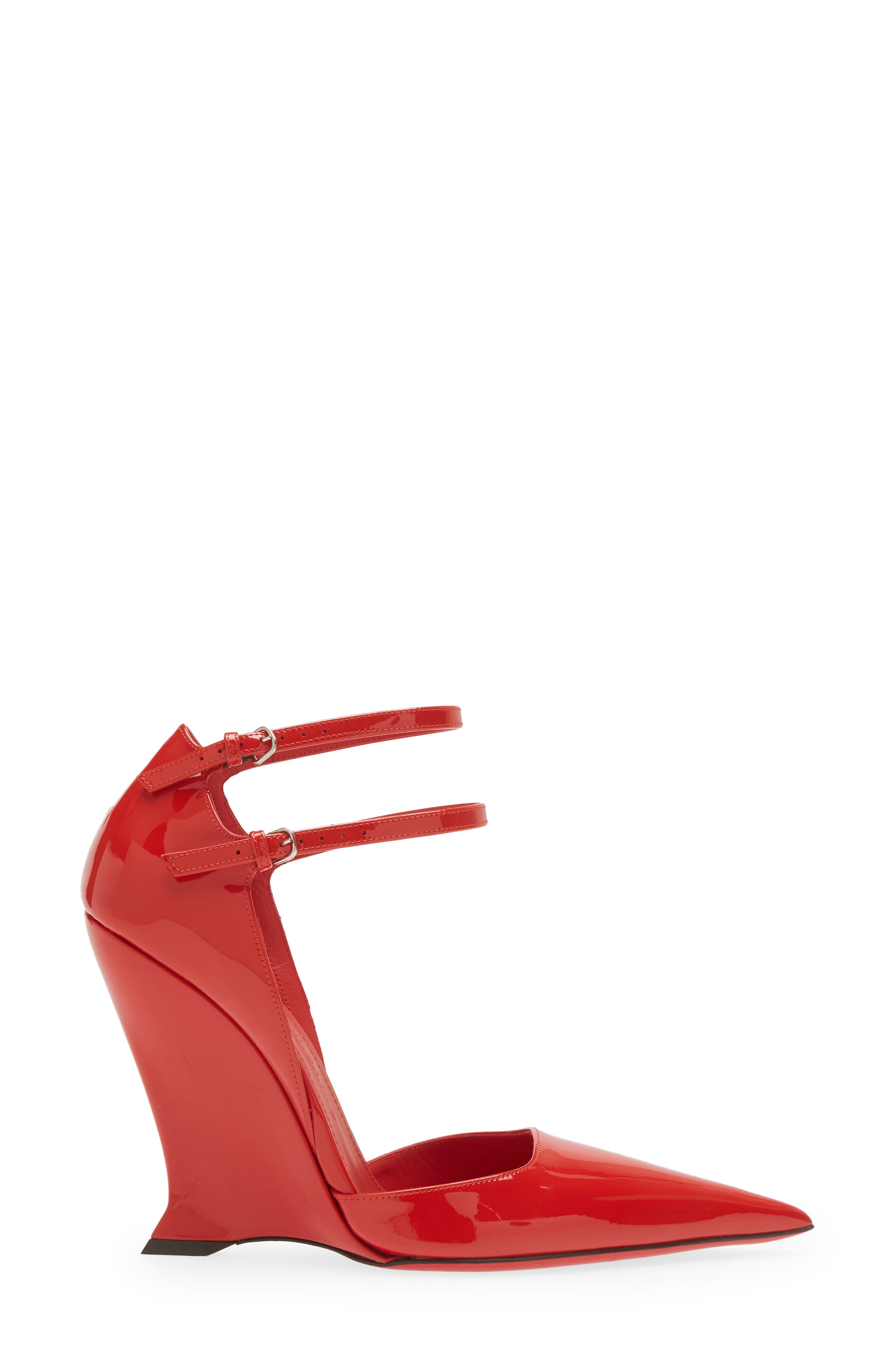 Vidya Double Ankle Strap Pointed Toe Pump, Alternate, color, FLAME RED