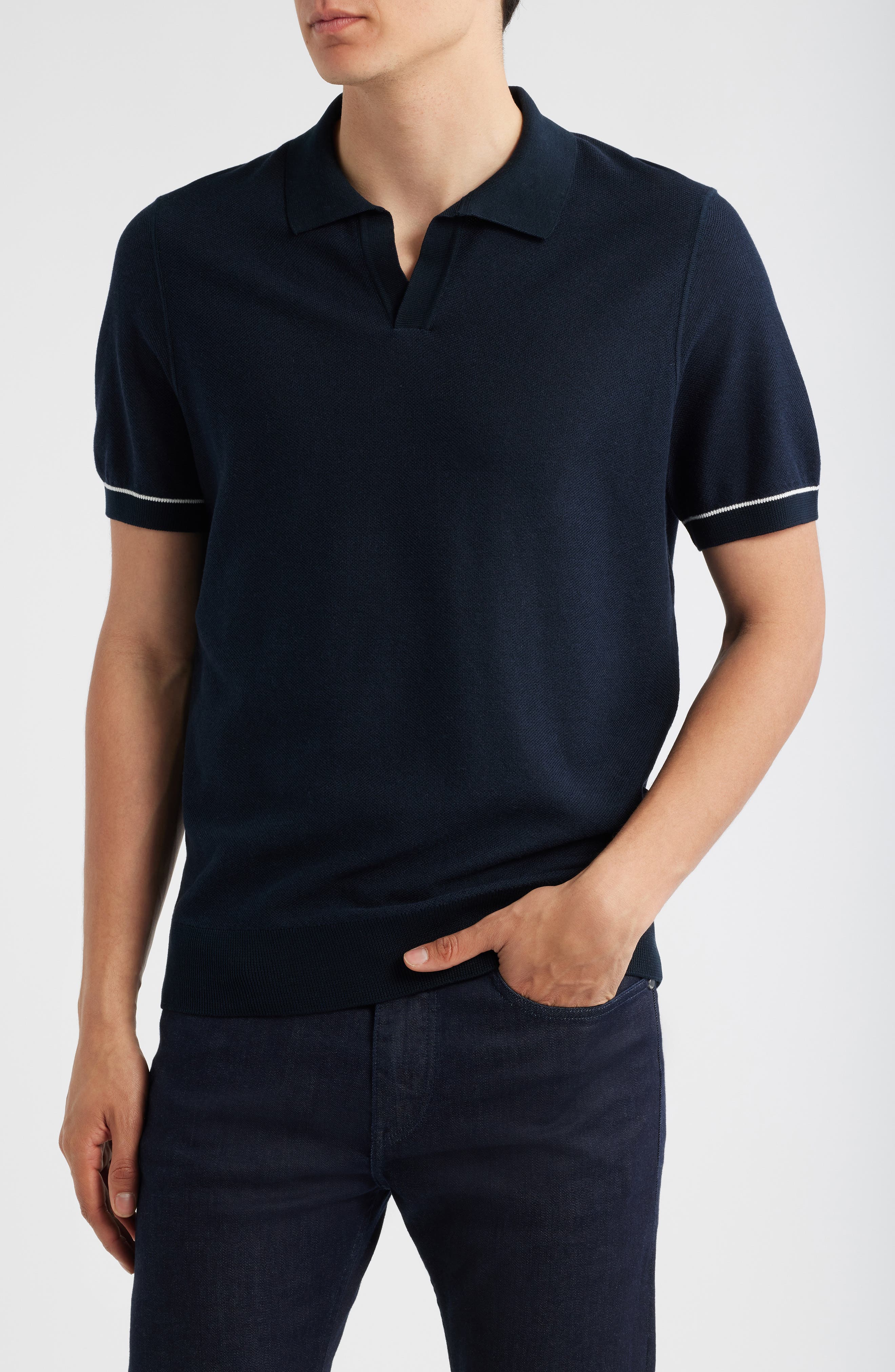 Hugo Boss Boss Jianluca Johnny Collar Polo In Blue