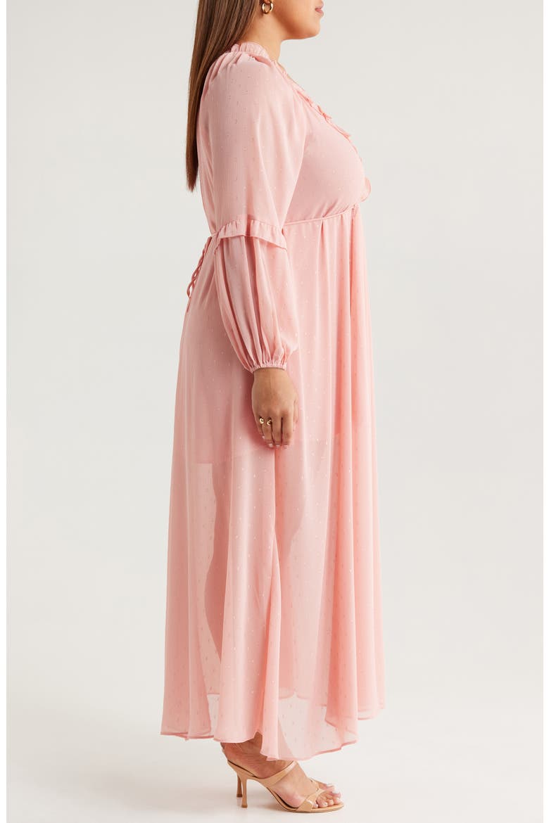 Metallic Floral Print Long Sleeve Maxi Dress, Alternate, color, BLUSH