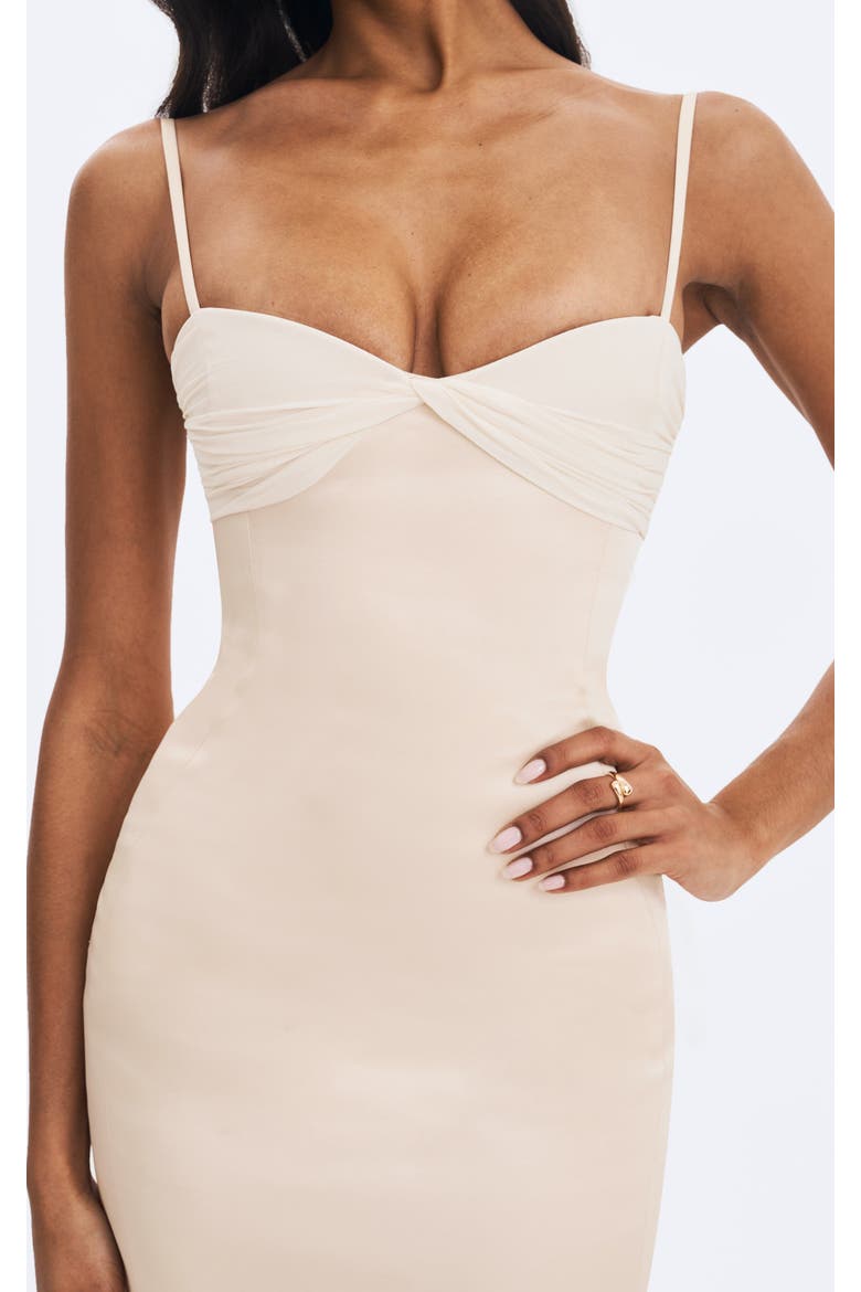 Gracie Ruched Satin Midi Dress, Alternate, color, Butter Yellow