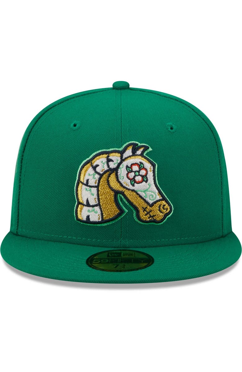 New Era Men's New Era Green Caballeros de Charlotte Copa De La Diversion 59FIFTY Fitted Hat, Alternate, color, Green