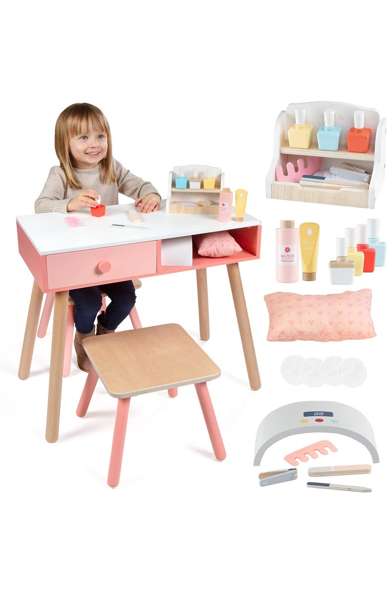 SVAN Pretend Nail Salon Wooden Play Set, Main, color, Pink