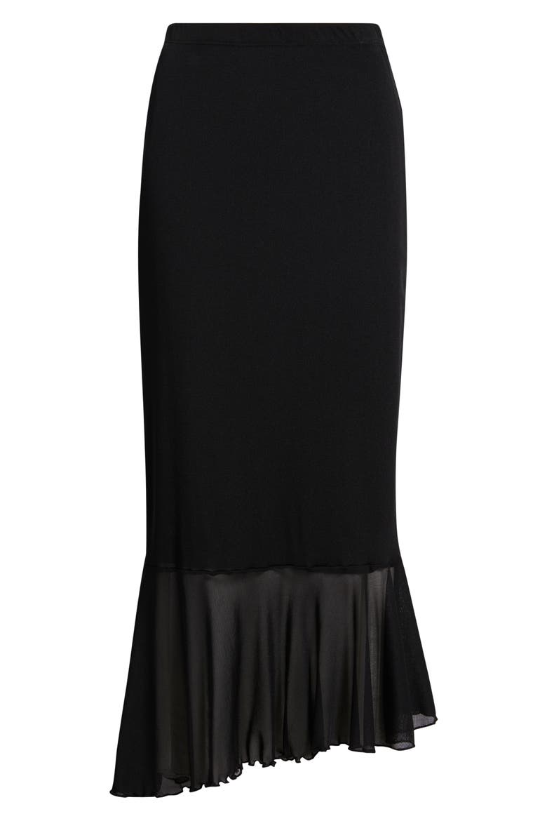 Flounce Midi Skirt, Alternate, color, BLACK