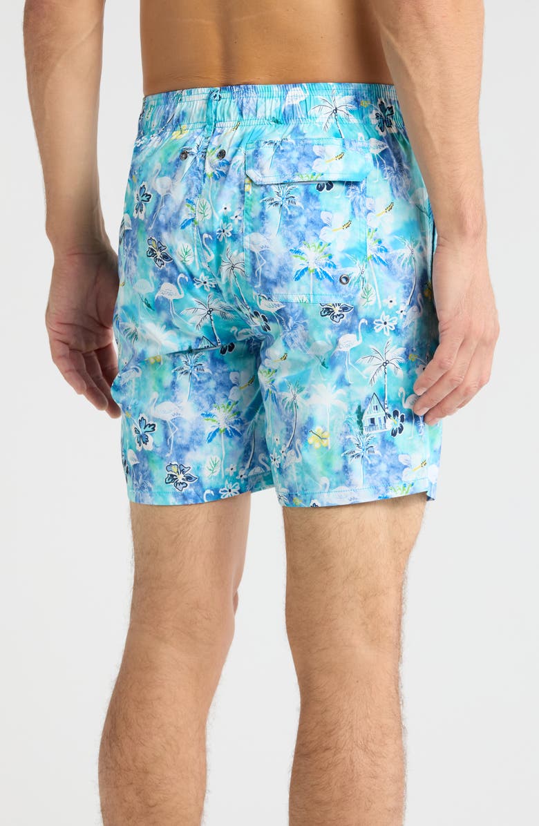 Bugatchi Tropical Print Swim Shorts, Alternate, color, 