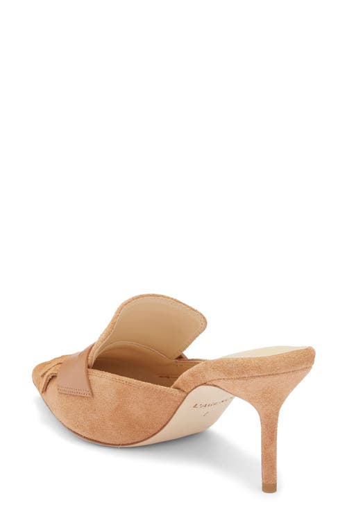 L'agence Bijou Ii Pointed Toe Kiltie Penny Loafer Mule In Brown