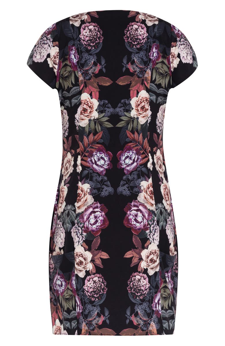 City Chic Floral Print Zip Front Tunic, Alternate, color,