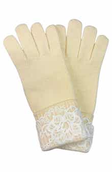 Lace Applique Knit Gloves