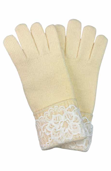 Lace Applique Knit Gloves