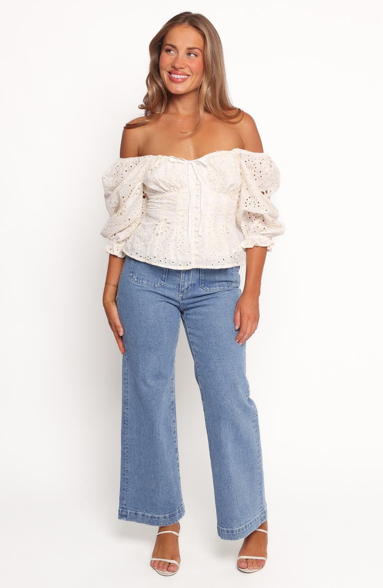 Petal & Pup Mairead Eyelet Off the Shoulder Top, Alternate, color, Cream