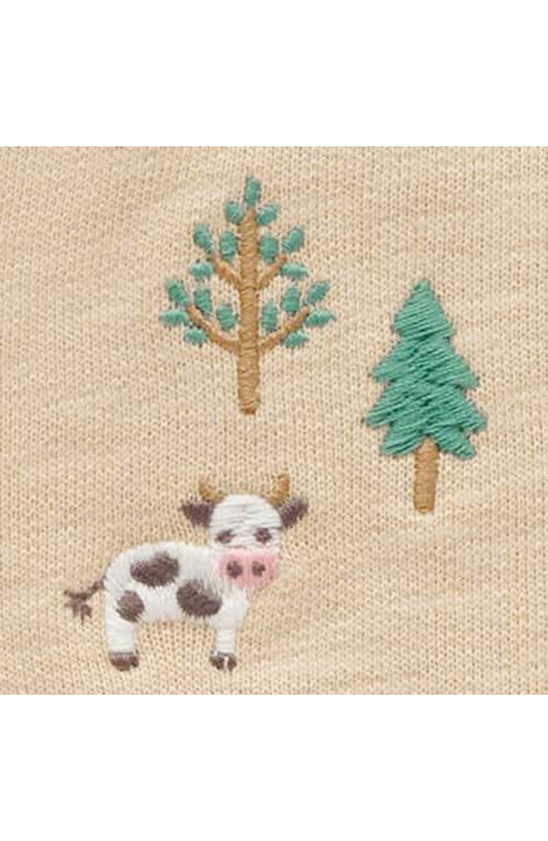 Purebaby Embroidered Fleece Footie, Alternate, color, Farm Friends Broderie