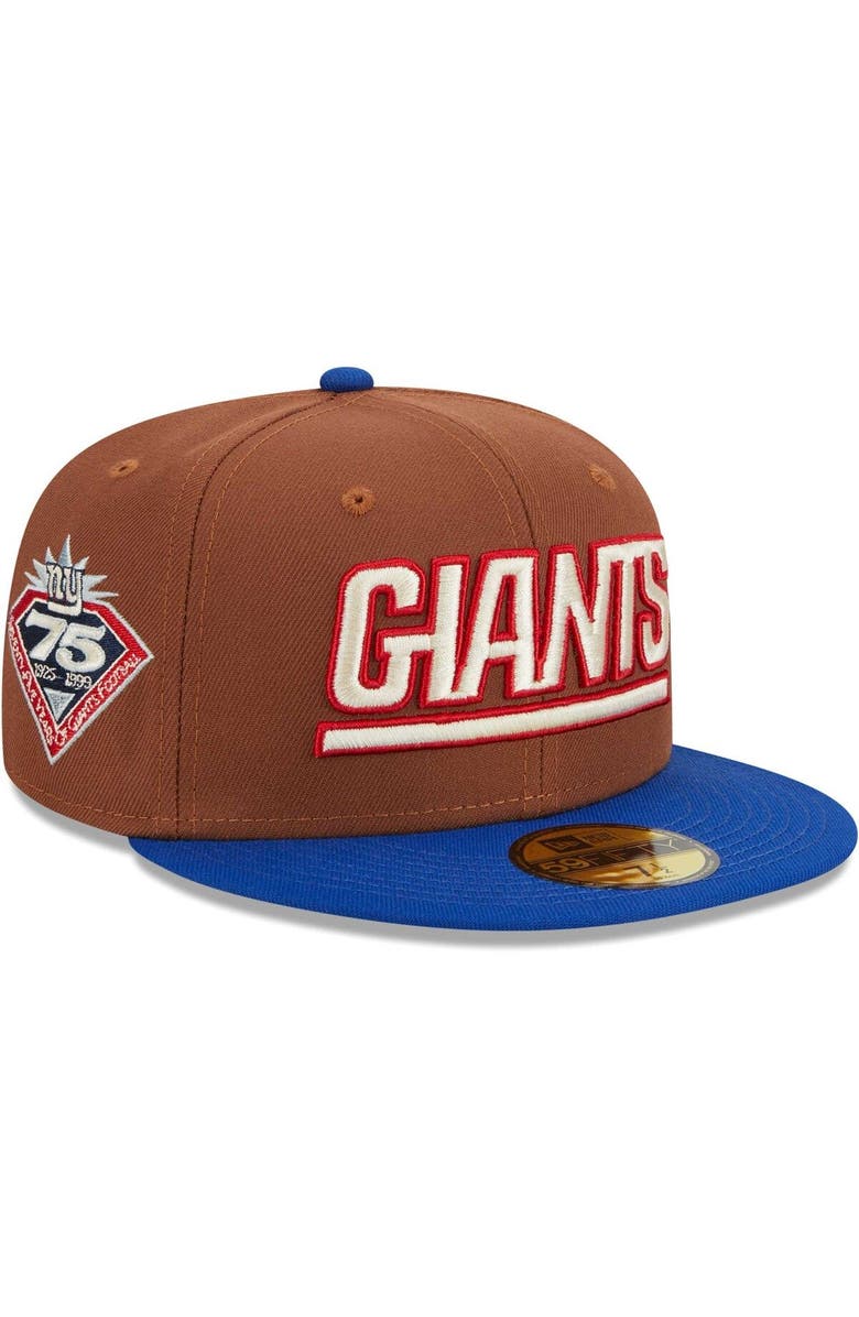 New Era Men's New Era Brown/Royal New York Giants Harvest 75th Anniversary 59FIFTY Fitted Hat, Main, color, Brown