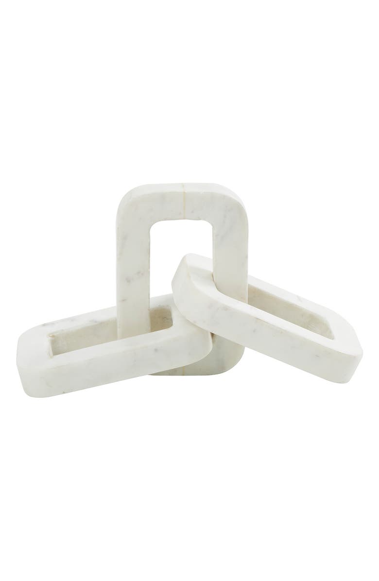 VIVIAN LUNE HOME Marble Chain Sculpture, Alternate, color, White