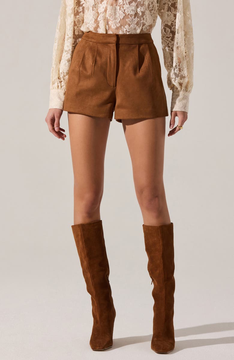 ASTR the Label Jude Faux Suede Shorts, Main, color, Camel