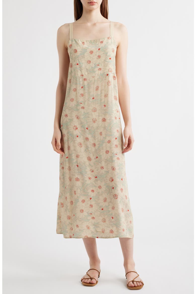 The Sunroom Sleeveless Slipdress, Main, color, CHAMPAGNE SCATTERED BLOOM