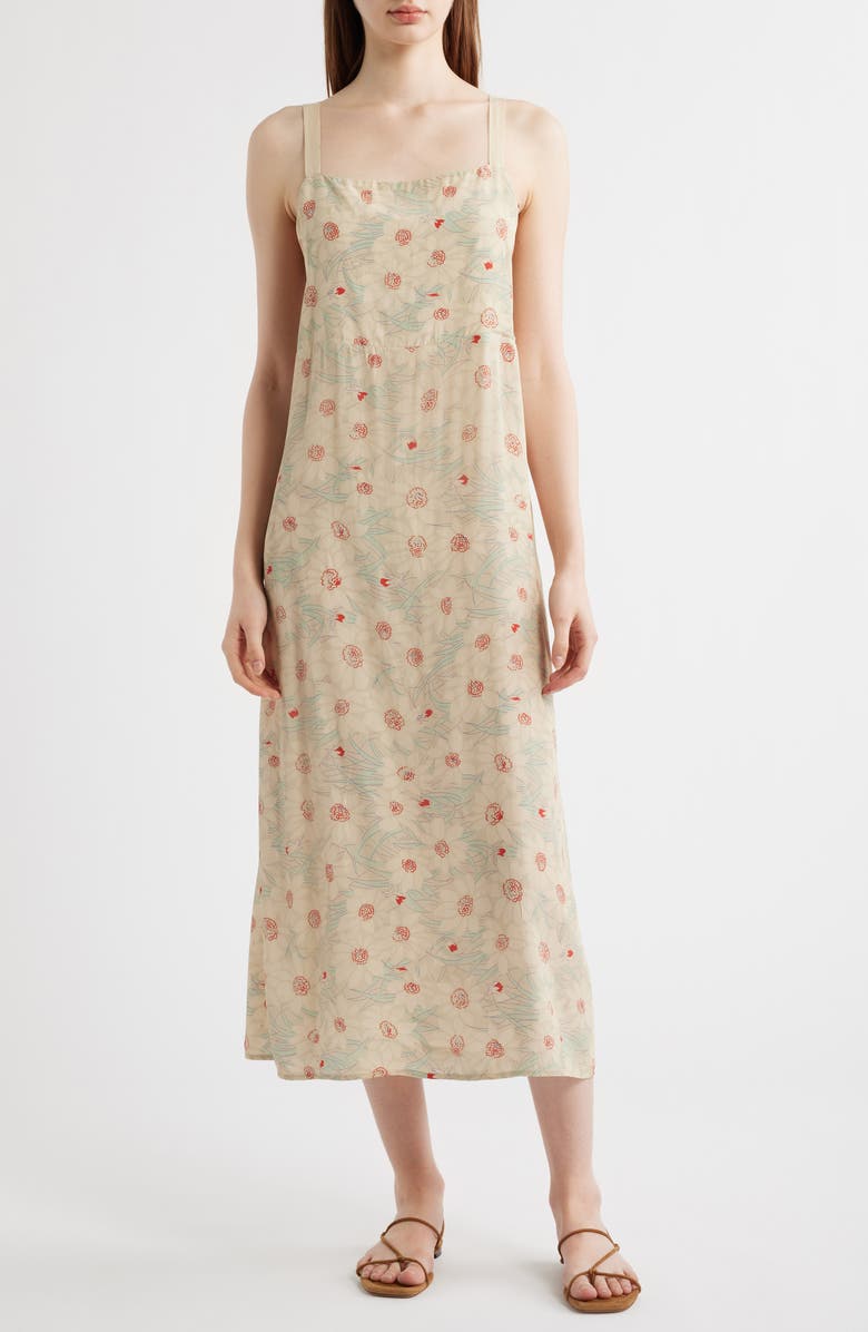 THE GREAT. The Sunroom Sleeveless Slipdress, Main, color, Champagne Scattered Bloom