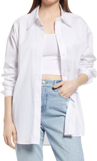 Gender Inclusive Stretch Cotton Blend Button-Up Shirt