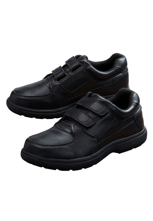 Kingsize Double Adjustable Strap Comfort Walking Shoe In Black