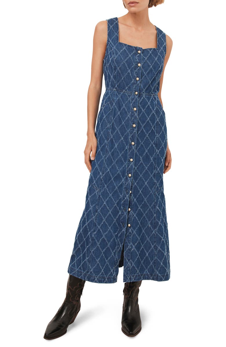 MINT VELVET Denim Midi Dress, Main, color, Navy