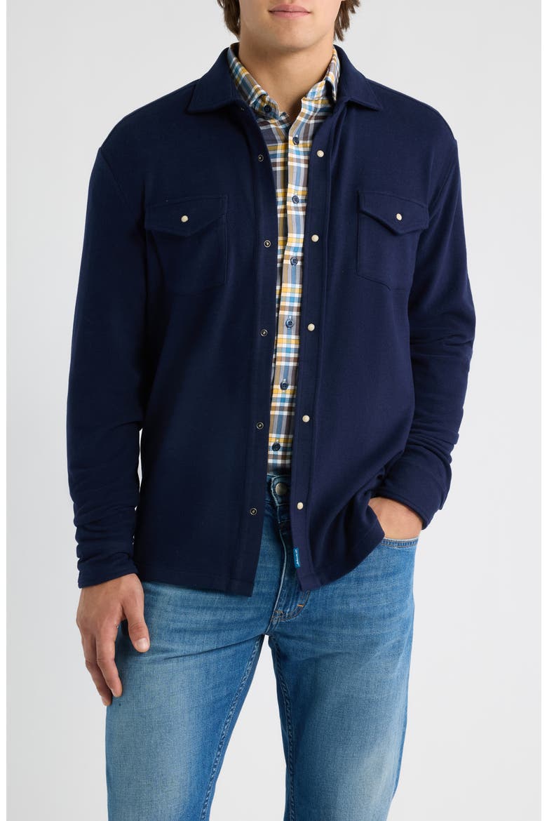 York Long Sleeve Snap Overshirt, Main, color, NAVY