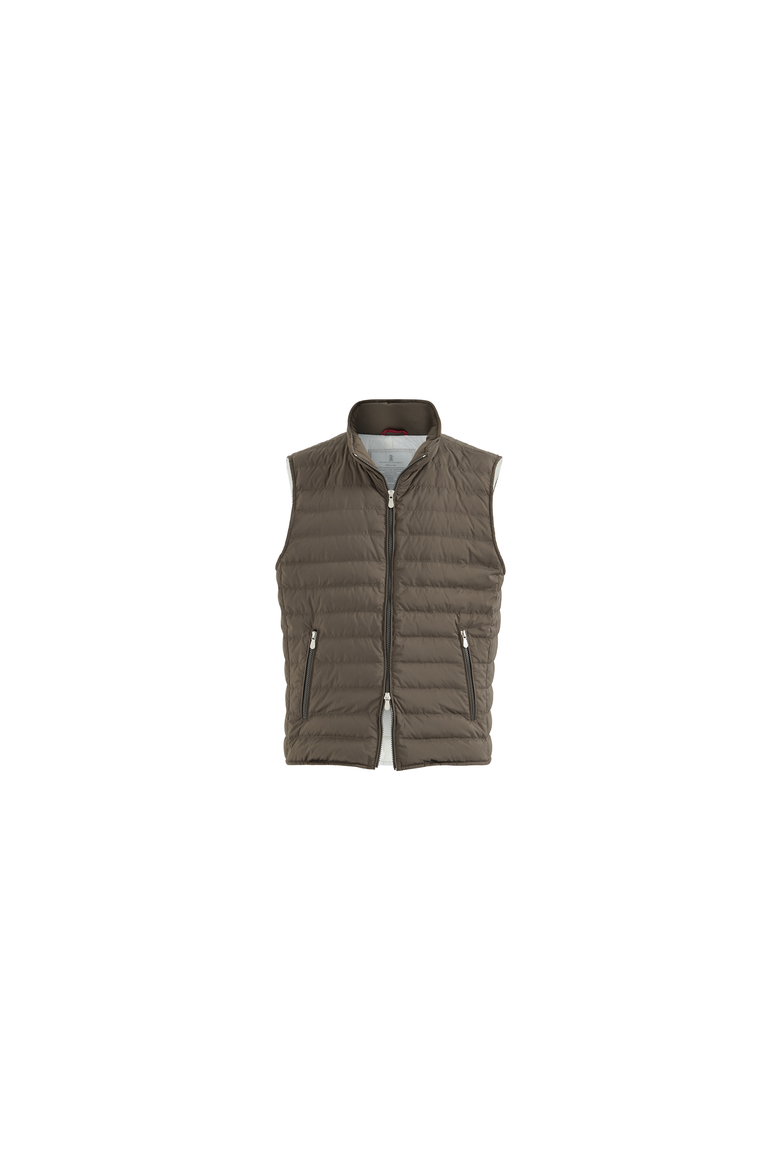 Lightweight techno fabric down vest, Alternate, color, Brown