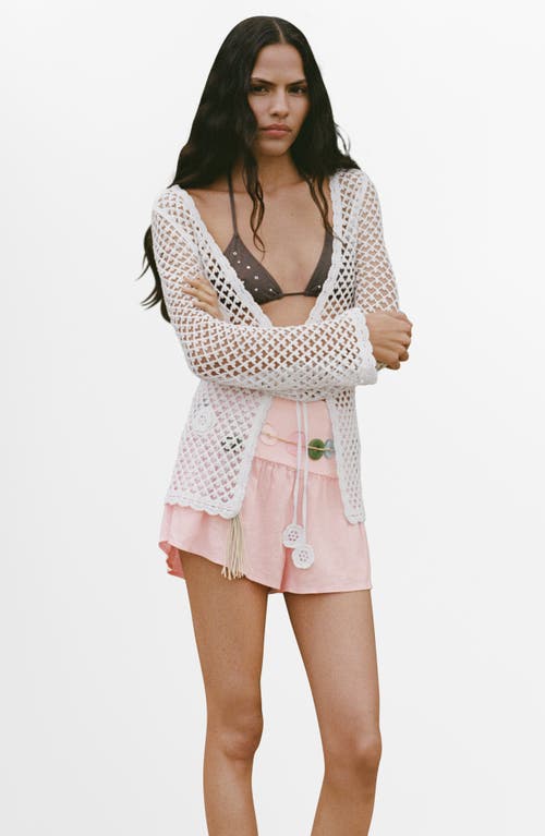 Mango Draped Waist Linen Blend Shorts In Pink