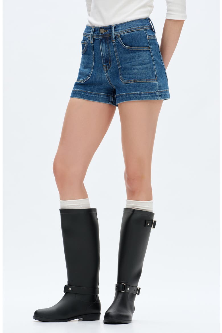 Mid Rise Denim Shorts, Alternate, color, DARK BLUE