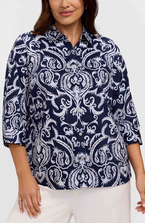 Hampton Florentine Print Cotton Button-Up Shirt (Plus)