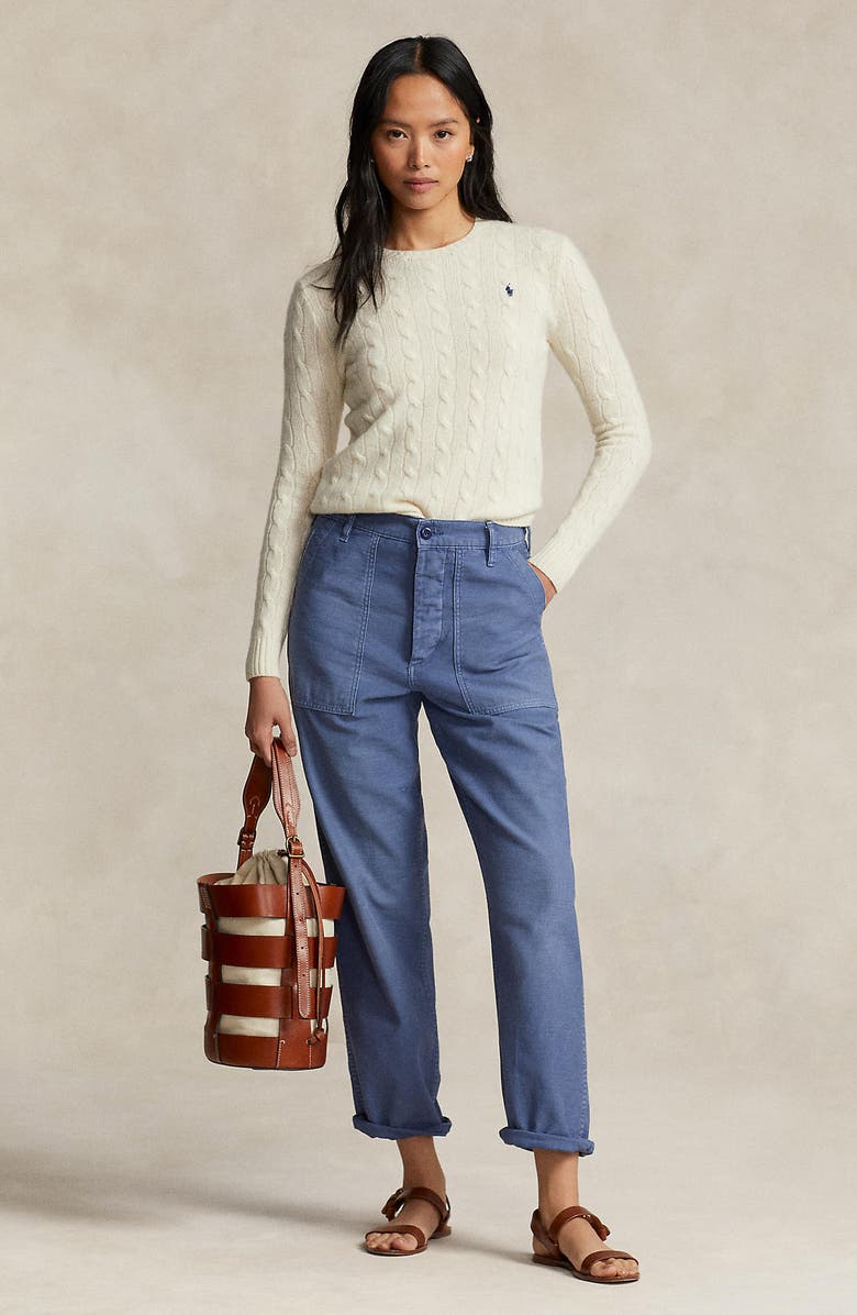 Polo Ralph Lauren Julianna Cable Stitch Wool & Cashmere Sweater, Alternate, color, Authentic Cream