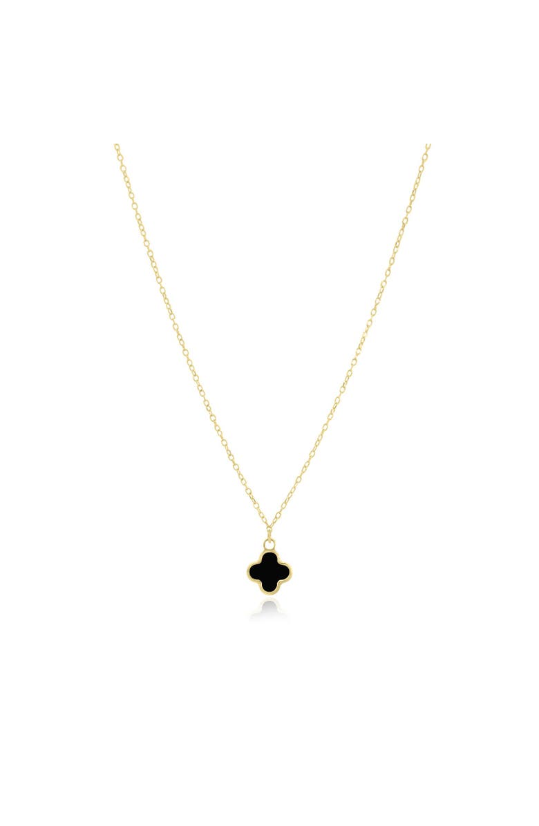 The Lovery Fine Jewelry Mini Onyx Single Clover Necklace, Main, color, Onyx