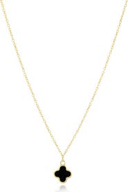 The Lovery Fine Jewelry Mini Onyx Single Clover Necklace