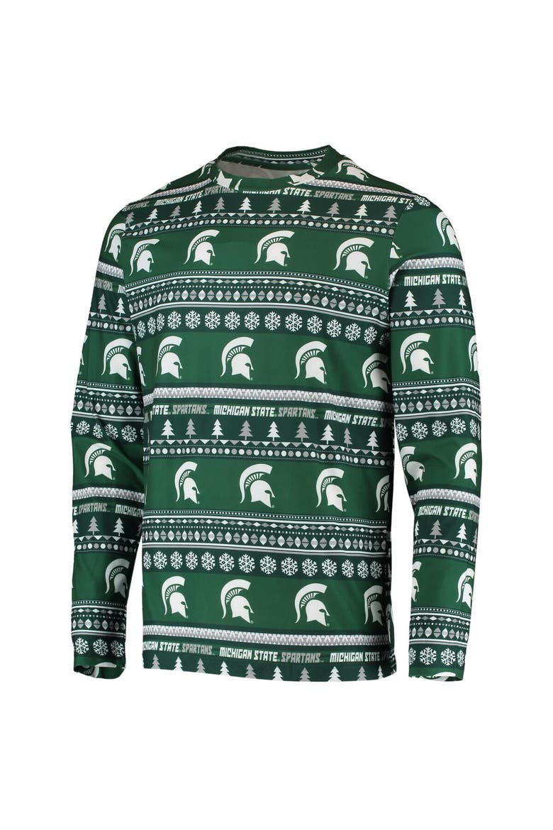 Men's Concepts Sport Green Michigan State Spartans Ugly Sweater Knit Long Sleeve Top and Pant Set, Alternate, color, Green