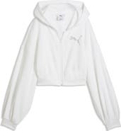 PUMA Essentials Bedazzled Rhinestone Embellished Cropped Graphic Hoodie