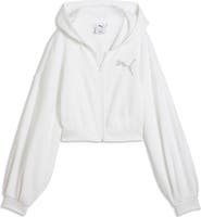 PUMA Essentials Bedazzled Rhinestone Embellished Cropped Graphic Hoodie