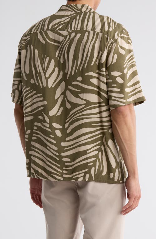 Abound Animal Print Camp Shirt In Olive- Beige Minimal Animal