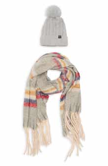 Nanette Lepore Faux Fur Pompom Beanie & Scarf Set