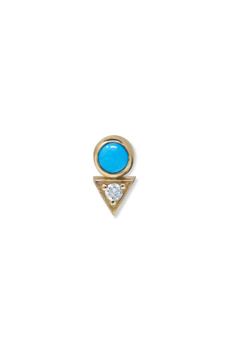 Cléo Deco Single Stud Earring, Main, color, TURQUOISE/ AQUA