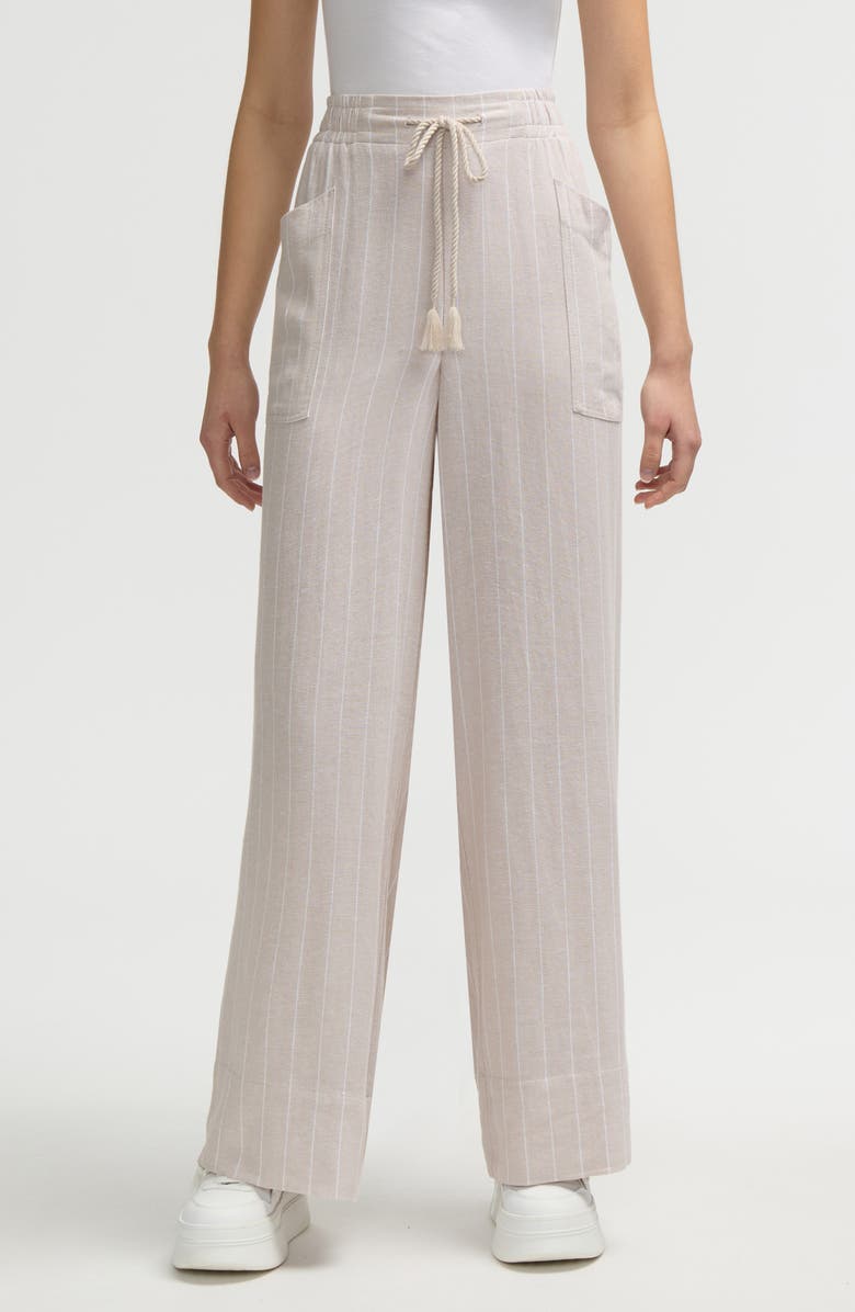 NVLT Wide Leg Pants, Main, color, Natural White Pinstripe