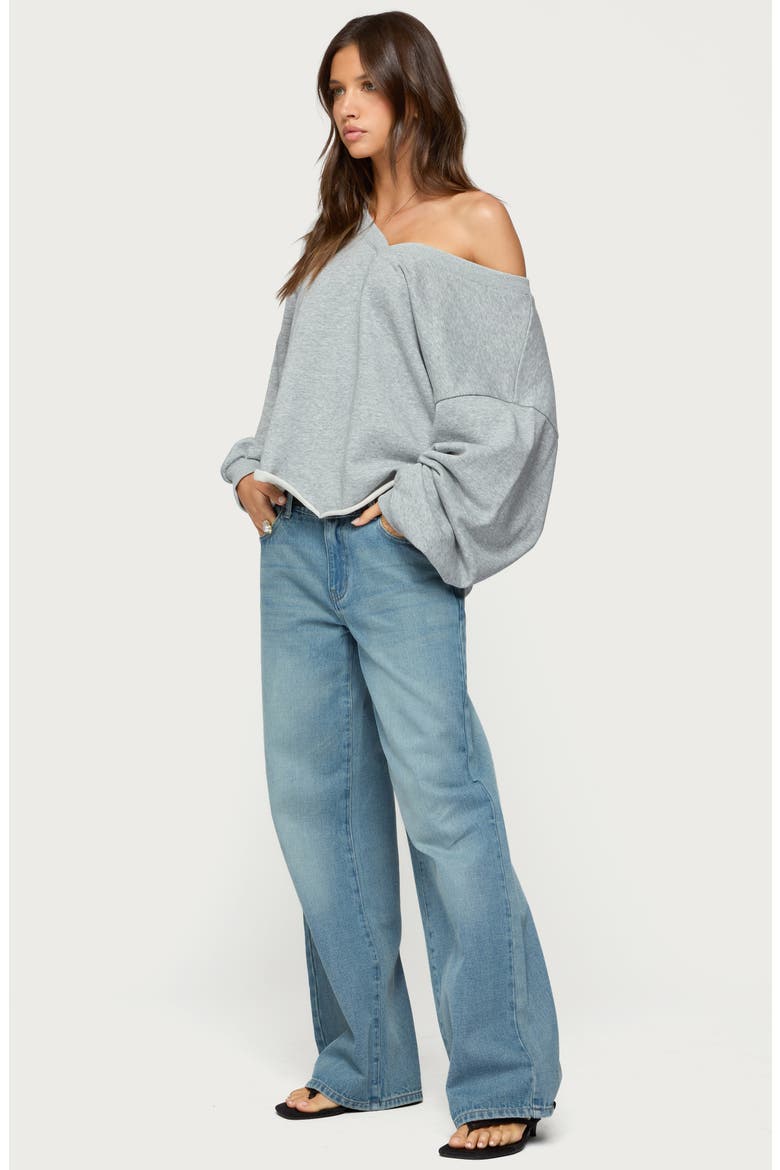 Winfred Oversize One-Shoulder Sweatshirt, Alternate, color, GRAY-MELANGE