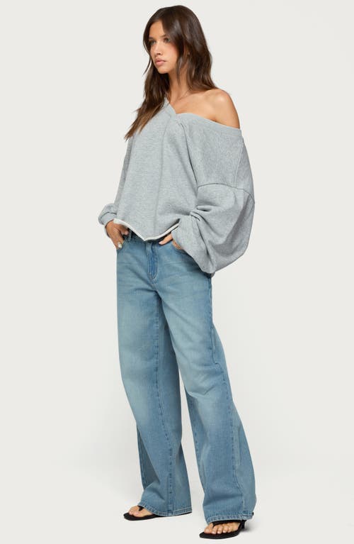 Edikted Winfred Oversize One-shoulder Sweatshirt In Gray