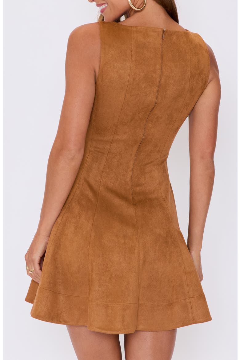 Maeve Faux Suede Fit & Flare Minidress, Alternate, color, CAMEL