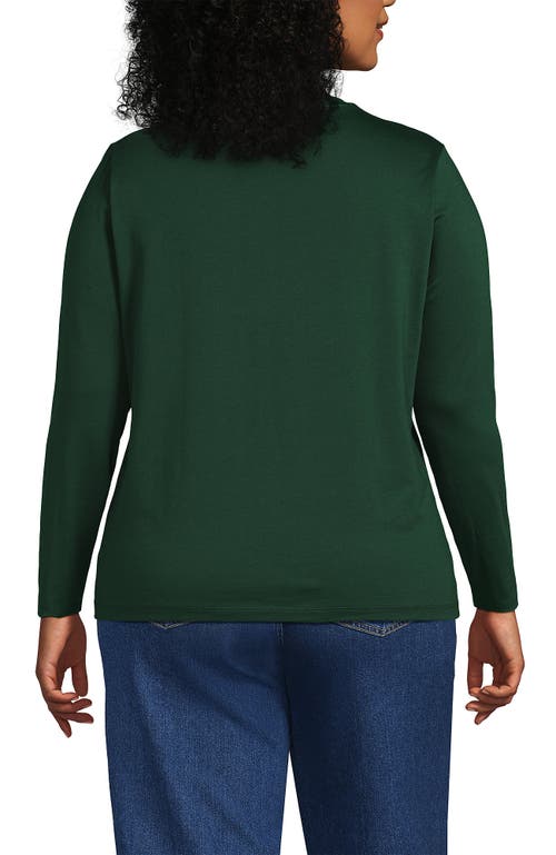 Lands' End Plus Size Relaxed Supima Cotton Long Sleeve Crew Neck T-shirt In Green