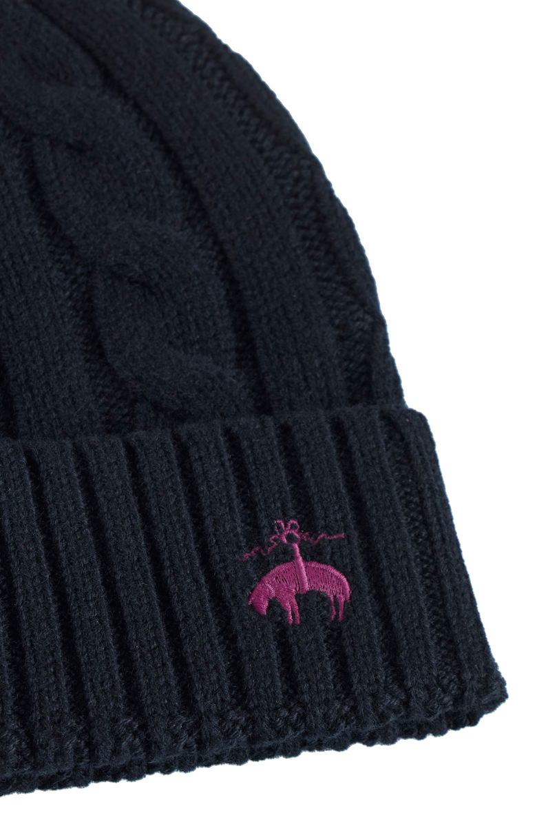 Brooks Brothers Cashmere Blend Classic Cable Hat, Alternate, color, Black