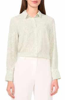 Halogen® Geo Print Crepe Button-Up Shirt