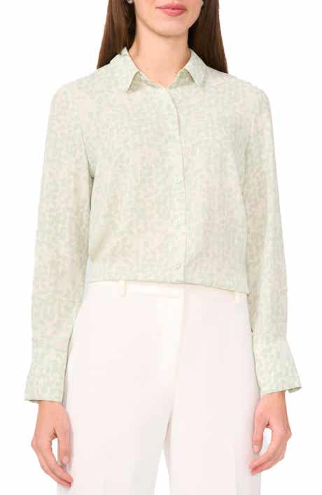 Halogen® Geo Print Crepe Button-Up Shirt
