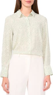 Halogen® Geo Print Crepe Button-Up Shirt