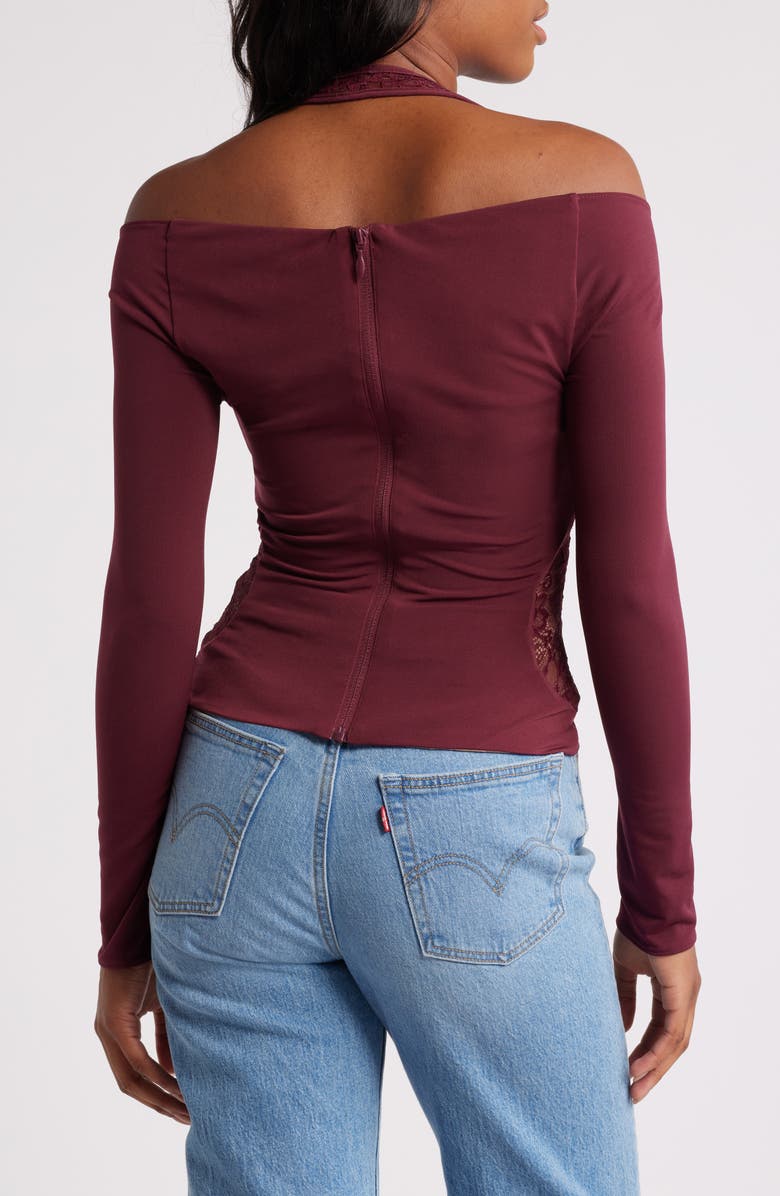 Mistress Rocks Long Sleeve Halter Lace Top, Alternate, color,