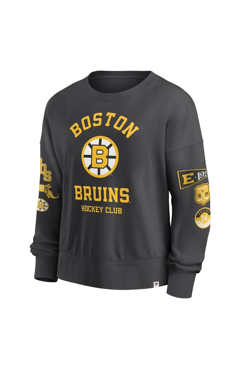 FANATICS Women's Fanatics  Black Boston Bruins Oversized Vintage Go Team Pullover Sweatshirt, Alternate, color, Black