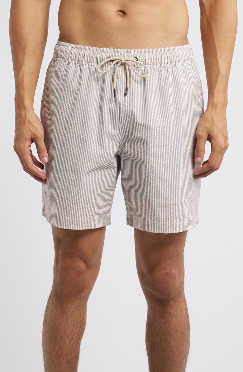 Fair Harbor The Bayberry Swim Trunks, Main, color, Sand Seersucker (280)