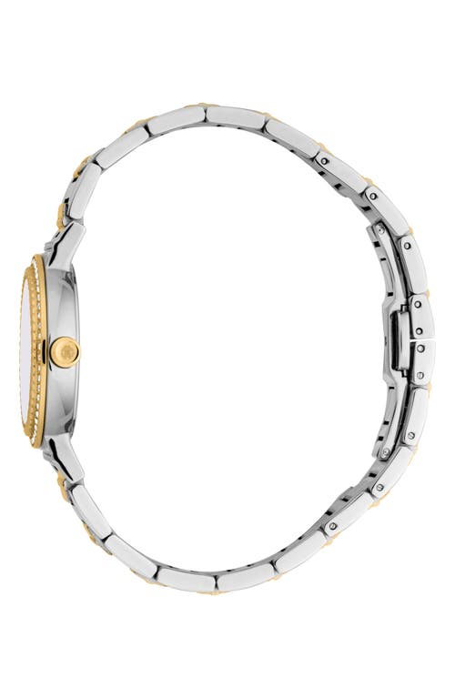 Roberto Cavalli Textured Crystal Two-tone Quartz Bracelet Watch, 30mm In Two Tone Silver & Gold